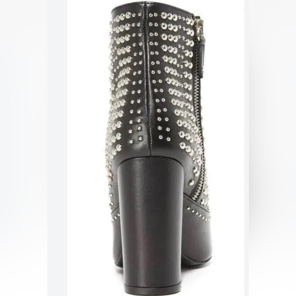 IRO Ankle Boots Black Leather Womens Sz 38 7.5 Pointed Toe Studded Booties Moto - Picture 3 of 16